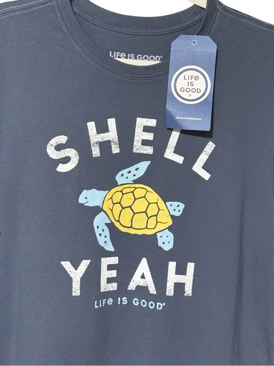 Life Is Good Men's "Shell Yeah" Short Sleeve Crusher Tee in Darkest Blue - Picture 1 of 5